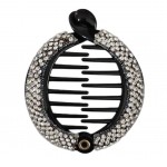 Accesoriu tip banana pentru prins parul din plastic PZS008AA - Neagra cu perle si strasuri